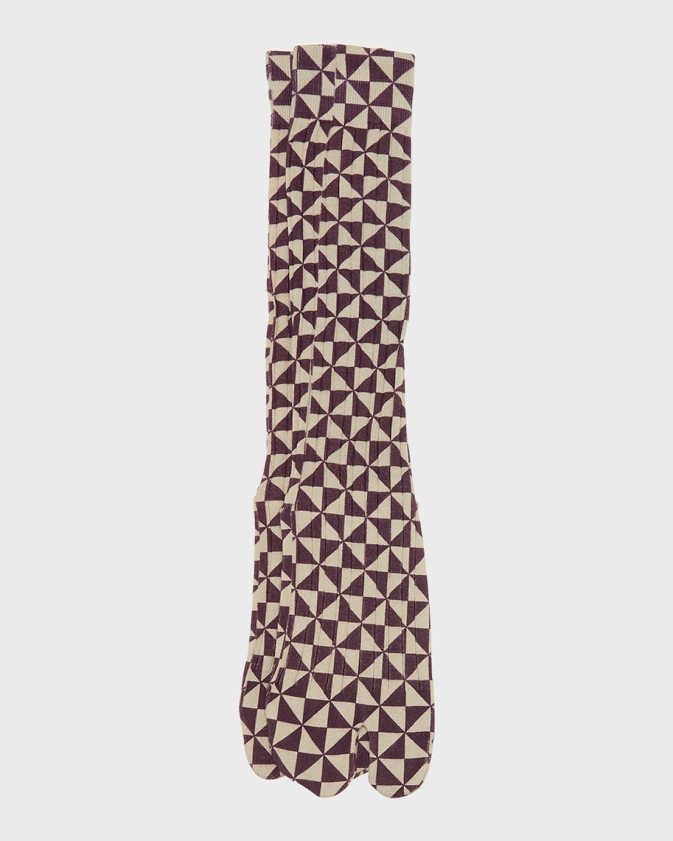 Abstract-Print Split-Toe Crew Socks